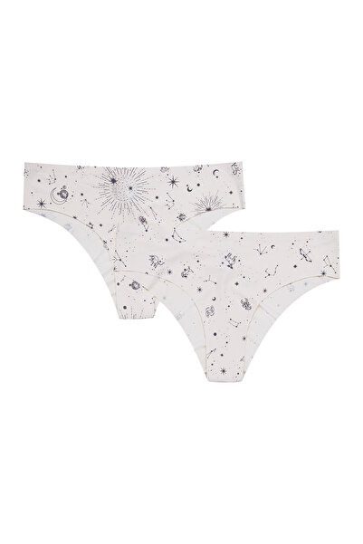 ESOTIQ Women's Brazilian Panties 2-Pack Set Seamless Laser Cut Invisible Briefs | Pie-Pie