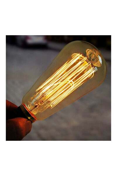 Generic 40W E27 220-240V Edison Retro Yellow W-filament Light Bulb, Coffee House Decor, Multicolour, 15x15x1