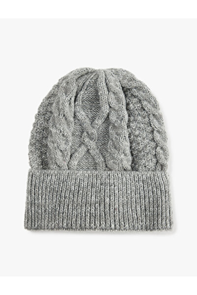 Koton Layered Hair Braid Detailed Knitwear Knit Beanie