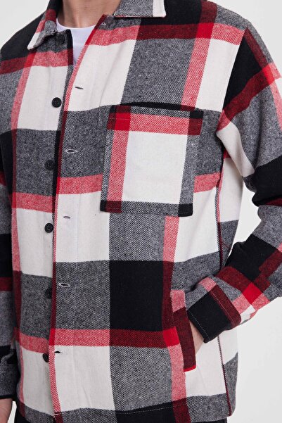 Tudors Men's Relax Fit Relaxed Fit Sports Collar Checked Flotale Pocket Winter Shirt