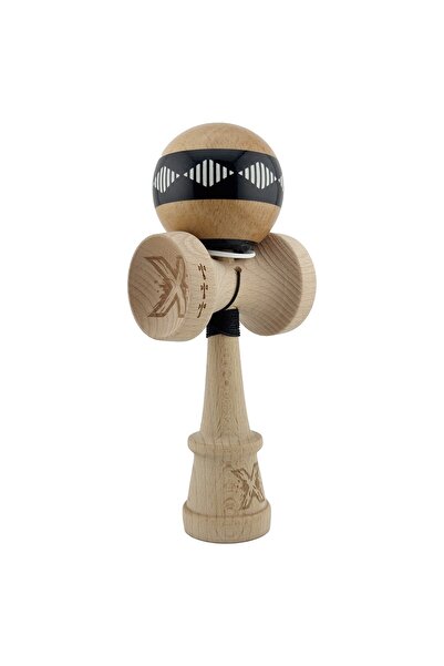 OEM Kendama originala profesionala lemn, cupe mari King Size V3, super sticky, 18 cm, negru/maro