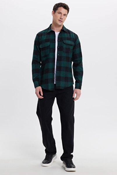 Tudors Men's slim fit long sleeve flap pocket plaid winter lumberjack shirt