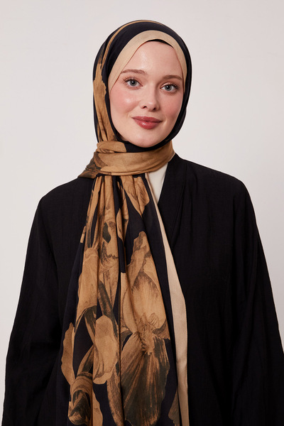 LuvenSara Large Floral Patterned Silk Shawl