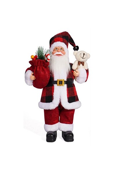 OEM Figurină decorativă de Crăciun, Moș Crăciun cu sac de cadouri, plastic+te...