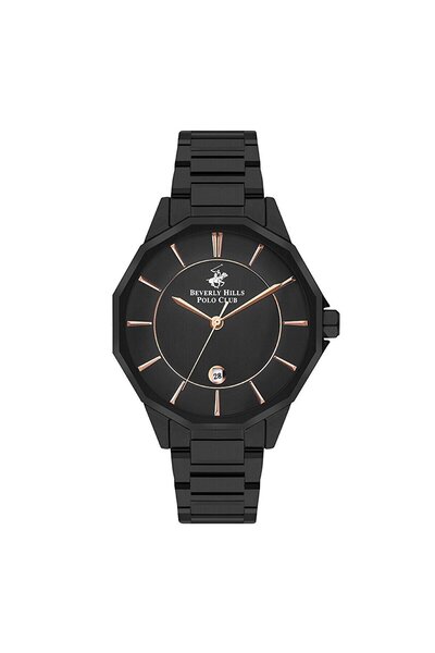 Beverly Hills Polo Club Bp3375X.650 Men's Wristwatch |   44 mm Black Steel Case, Rose Gold Details, S