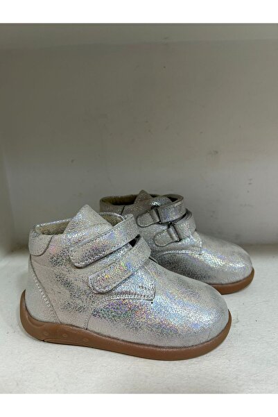 Bağcı çocuk hakiki deri bot hologram gümüş