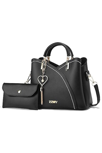 OEM Set geantă de damă cu portofel și pandantiv cu inimă, 2 piese, piele ecol...