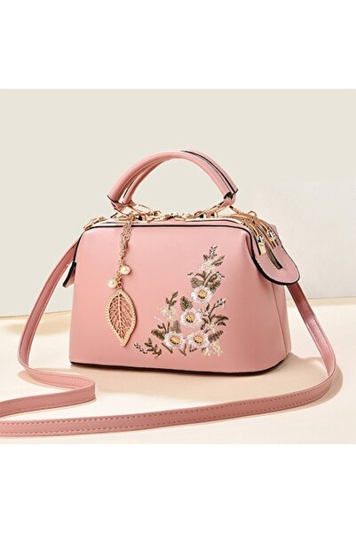 OEM Γυναικεία τσάντα χειρός με μενταγιόν από φύλλα και λουλούδια