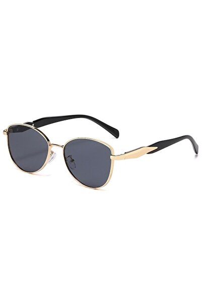 OEM Sunglasses, UV400 protection, black cat-eye lenses, gold metal frame, adj...