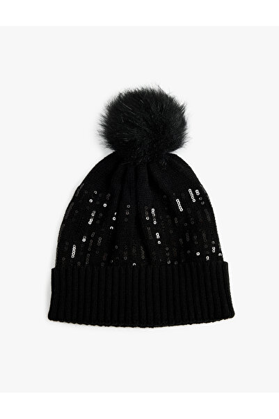 Koton Pul Detailed Pom-Pom Layered Knitted Beanie
