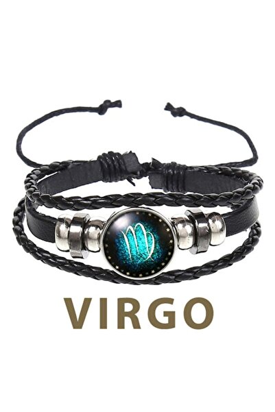 OEM Brățară din piele cu zodia Fecioară, unisex, reglabilă
