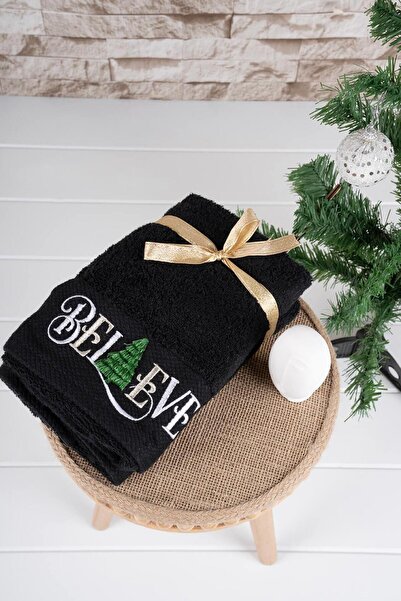 Baveno 100% Cotton Double 40X70 cm Christmas Embroidered Towel/Towel Set