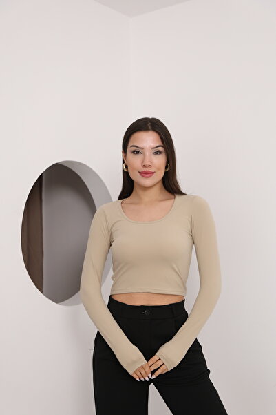 mıssfidan Kadın Kare Yaka Crop Body