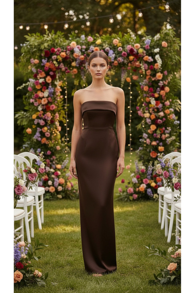 Papillon couture Luxury Dress(Kahverengi)