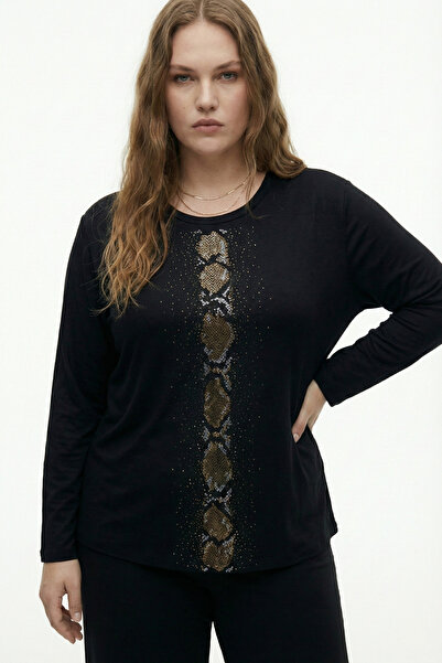 Elisho Shiny Stone Viscose Long Sleeve Women's Blouse