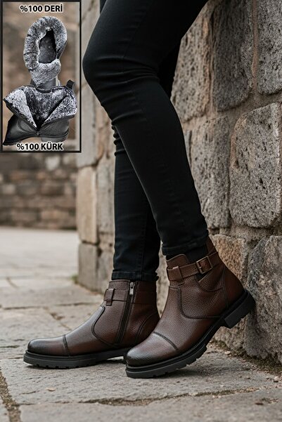 BIG KING Genuine Leather Men's Boots with Fur Inside and Zipper