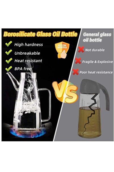 Generic Large High Borosilicate Glass Oil Bottle for Cooking, 25 fl oz (750ml) No-Drip Dispenser