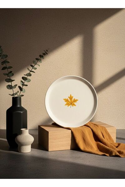 maisone home Art Collection Luxury Maple Leaf Pattern Ceramic Pie Plate Set o...