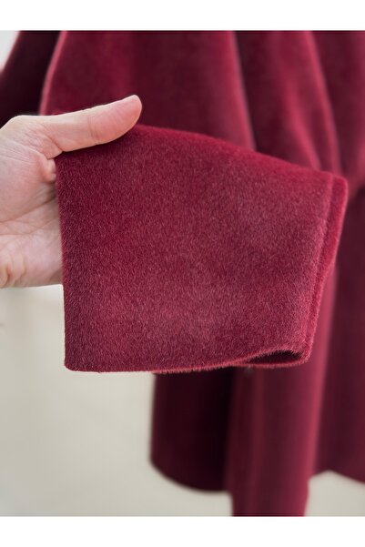 MİHRA STORE Fatiana Beli Sıkmalı Fox Ceket-Bn4549 Bordo