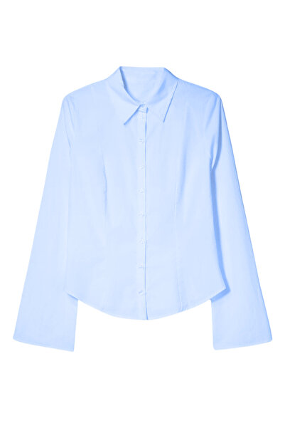 Hola Lady Turkuaz Uzun Kollu Vücuda Oturan Gömlek HL150