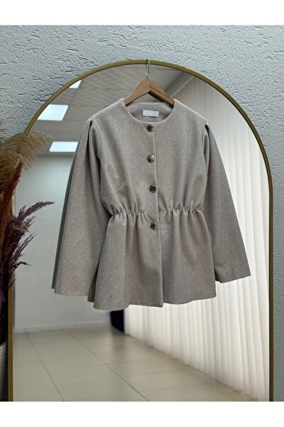 MİHRA STORE Fatiana Buy Sıkmalı Fox Jacket-Bn4549 Stone