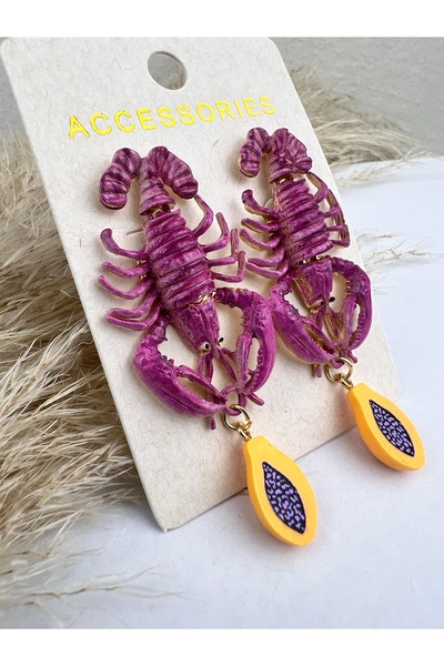 VELİT VOLA Pink Crab Women's Earrings