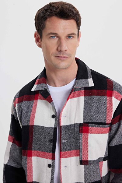 Tudors Men's Relax Fit Relaxed Fit Sports Collar Checked Flotale Pocket Winter Shirt