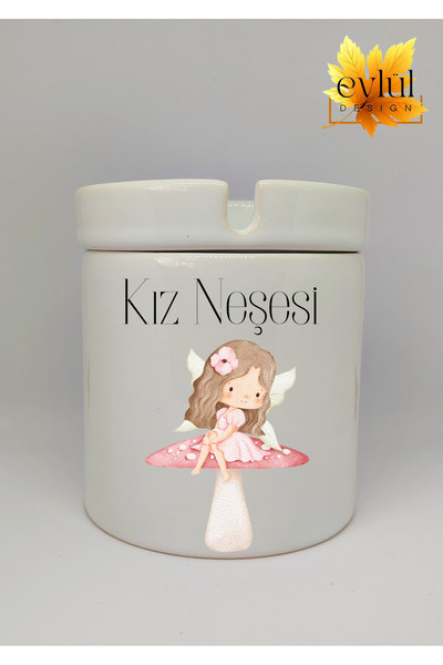 Eylül Design Kız Neşesi Yazılı Eğlenceli Baskılı Seramik Küllük Kokusuz Külta...