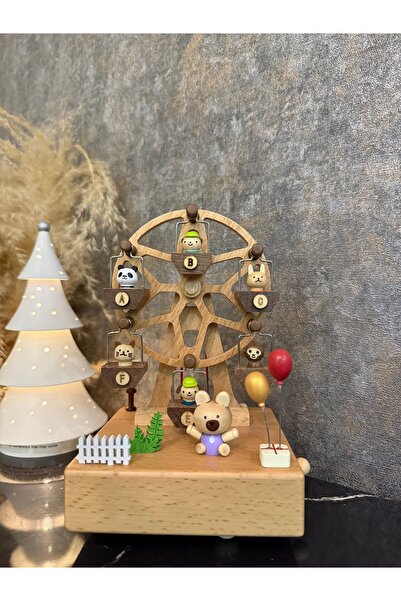 womi Ahşap Müzik Kutusu Hareketli Wooden Dönme Dolap Sahnesi Hediyelik Figür ...