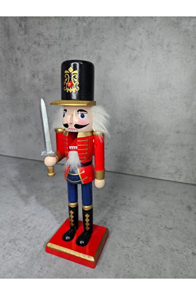 IRILIS Wooden Nutcracker Figurine 25.5 cm – Christmas Decor, Ornamental Soldier with Sword
