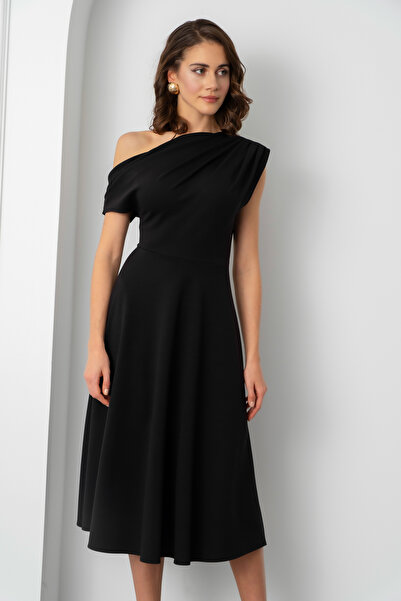 Lafaba Rochie neagră de lungime midi pentru femei