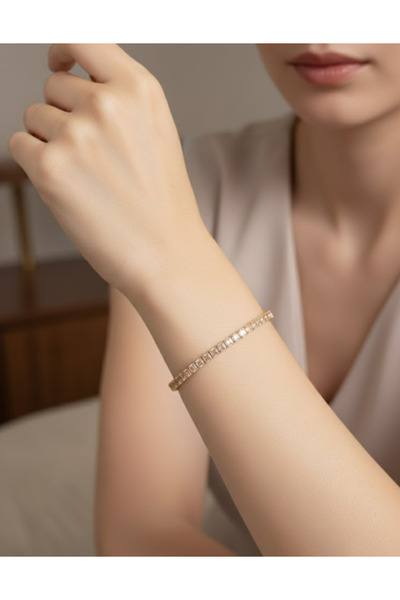 set.up Champagne Color Complete Zircon Stone Waterway Model Bracelet