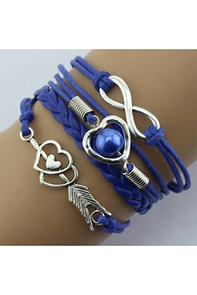 OEM Brățară de damă din piele ecologică cu pandantiv inimă și infinit, închid...