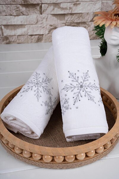 Baveno 100% Cotton Double 40X70 cm Christmas Embroidered Towel/Towel Set