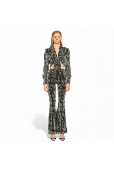 AtölyeNo:6 Shine Yarı Transparan Simli Örme Pantolon