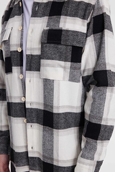 Tudors Men's Slim Fit slim fit plaid single pocket lumberjack shirt