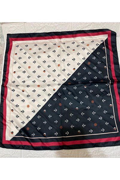 sema aksesuar Marine Patterned Anchor Rudder Motif Scarf - Bandana - Bag Accessory - Gift