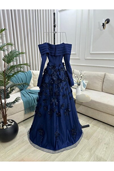 Thara navy blue evening dress