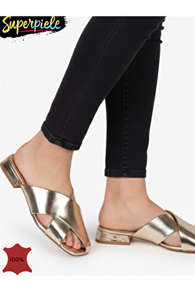 ANGEL BLUE Women's leather slippers with partially closed toe-3 culori