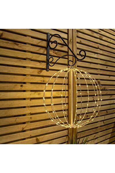 Kardett Sferă metalică decorativă cu LED, 30 cm, lumină albă caldă, USB sau baterii, cadru metalic pliabil