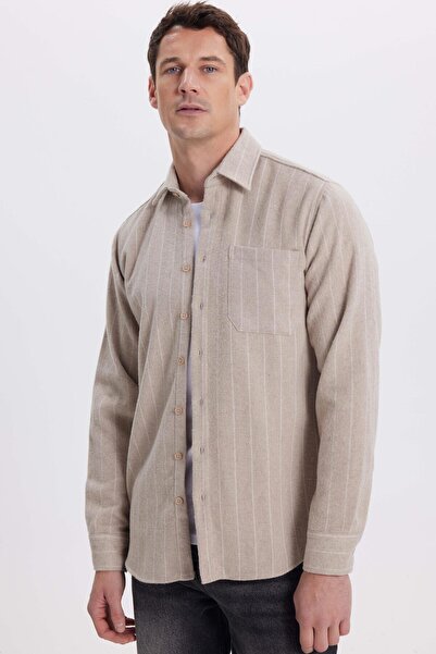 Tudors Men's regular fit classic striped double pocket flap carpenter shirt
