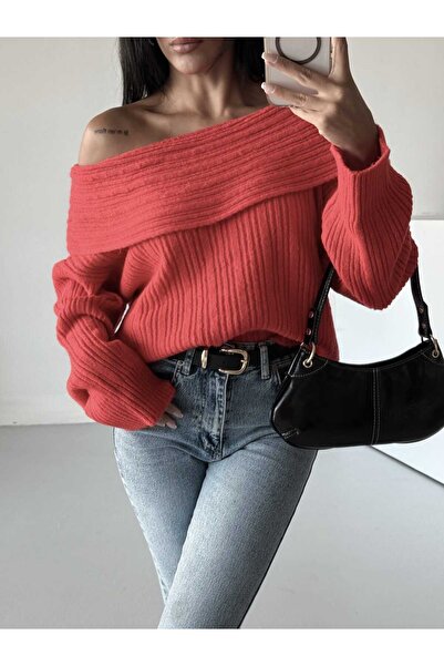 AlanTeks Degaje Madonna Collar Comfortable Fit Women's Knitwear Sweater Women