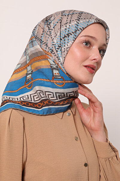 LuvenSara Chain Belt Plaid Pattern Summer Scarf