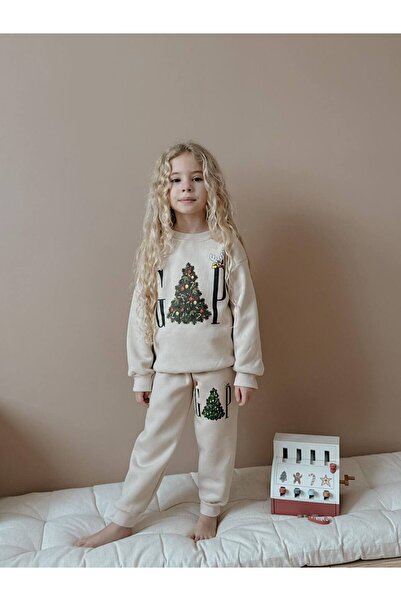 MİNİKO KİDS Girls' Christmas Themed 3-Ply Tracksuit Set