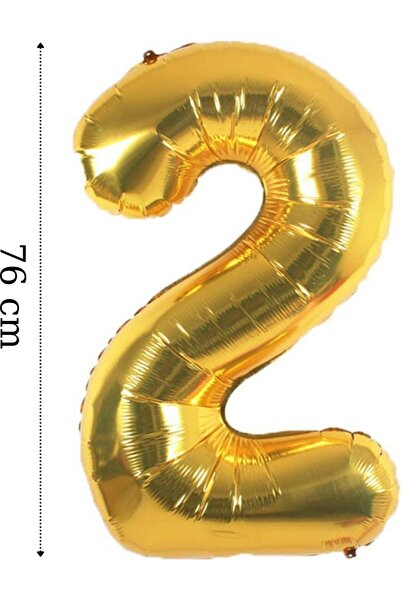 Rakam Sayı Balon Folyo Balon Gold Altın 34'' Inç 76 Cm 2 Rakamlı (helyum Ile Uçar)