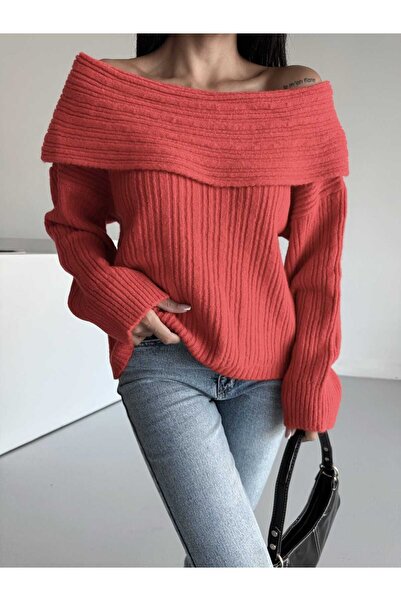 AlanTeks Degaje Madonna Collar Comfortable Fit Women's Knitwear Sweater Women