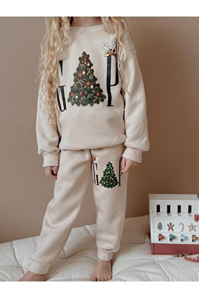 MİNİKO KİDS Girls' Christmas Themed 3-Ply Tracksuit Set