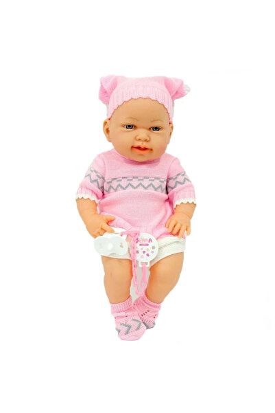 Prlk toys Şeyma Bebek Gülkurusu renk Triko Kıyafetli 40 cm Et Bebek