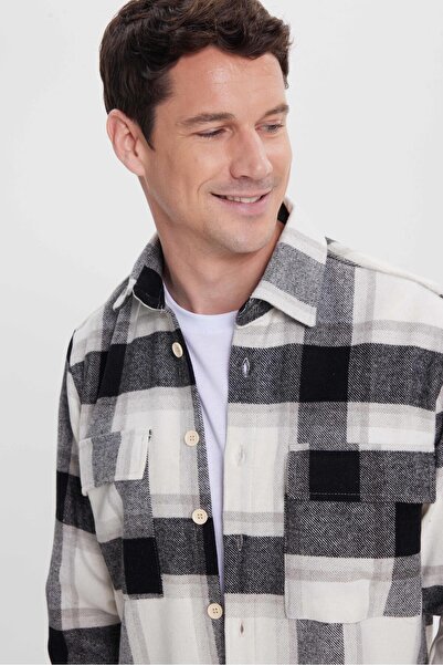 Tudors Men's Slim Fit slim fit plaid single pocket lumberjack shirt