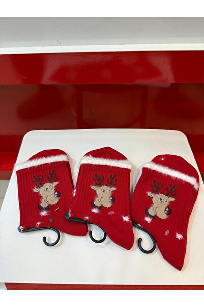 HİKMET Red Christmas New Year Santa Claus Deer Snowman Themed Soft Gift 3-Pie...
